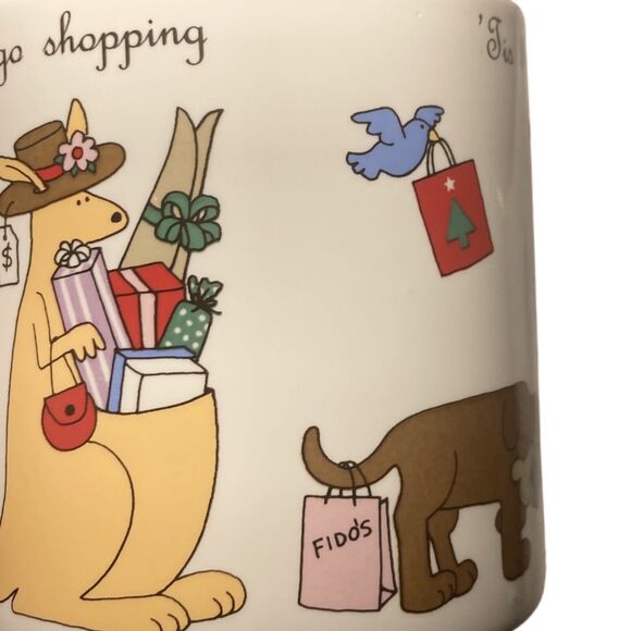 Tis the Season to Go Shopping Christmas Mug Russ Berrie Vintage 80s Funky Retro - Picture 12 of 14